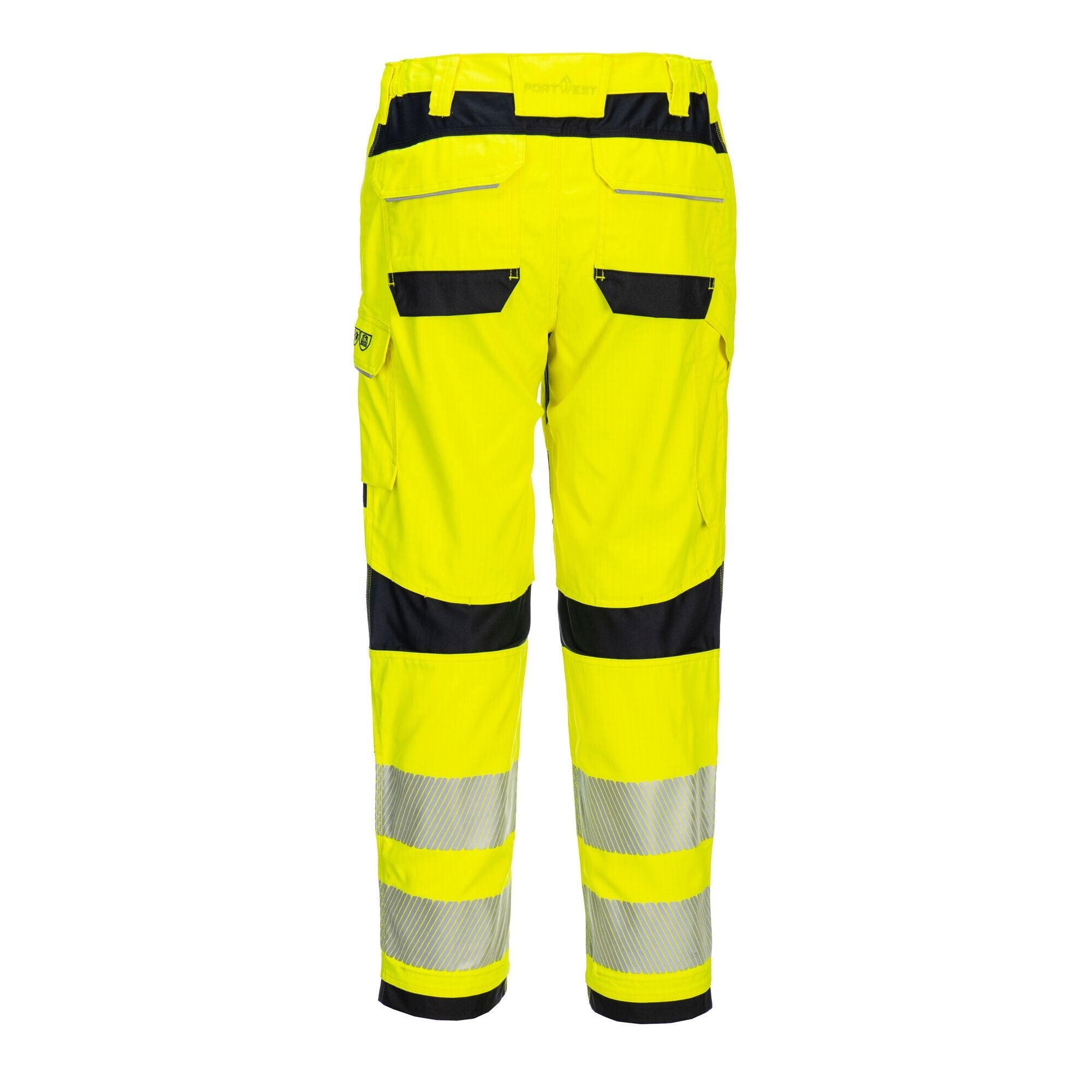 PW3 Vlamvertragende Modaflame Hi-Vis dames werkbroek - Geel/Zwart - achterkant