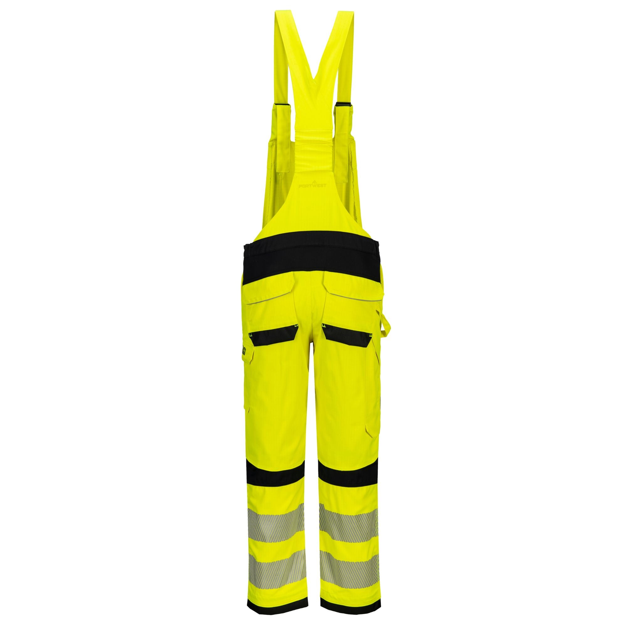 PW3 FR Modaflame Hi Vis Amerikaanse Overall - Geel/Zwart - achterkant