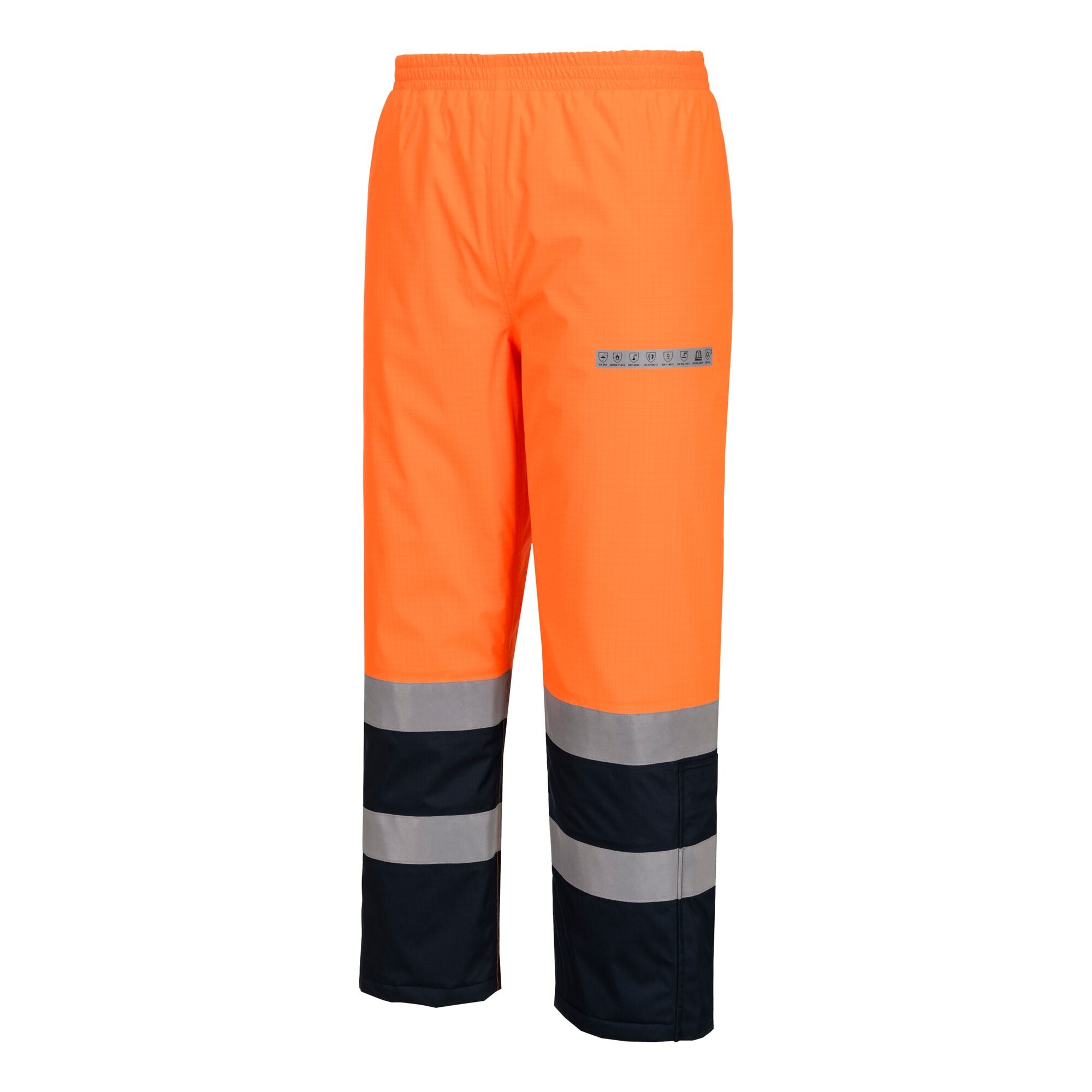 Bizflame Rain+ Hi-Vis Multi-Norm Contrast FR Winterbroek - Oranje/Marine - opname 2