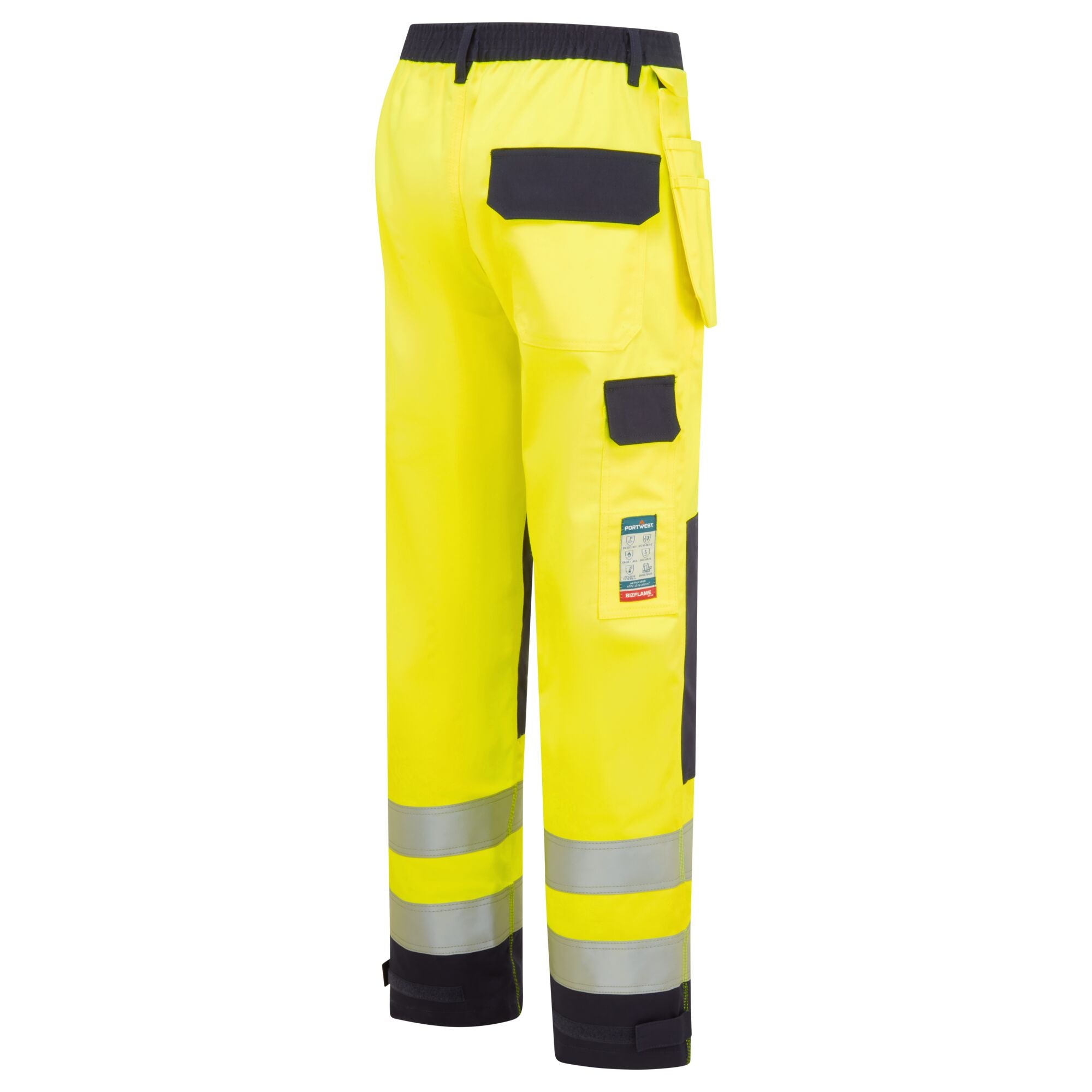 Bizflame Work Hi-Vis Contrast FR Holsterbroek - Geel/Marine - opname 3