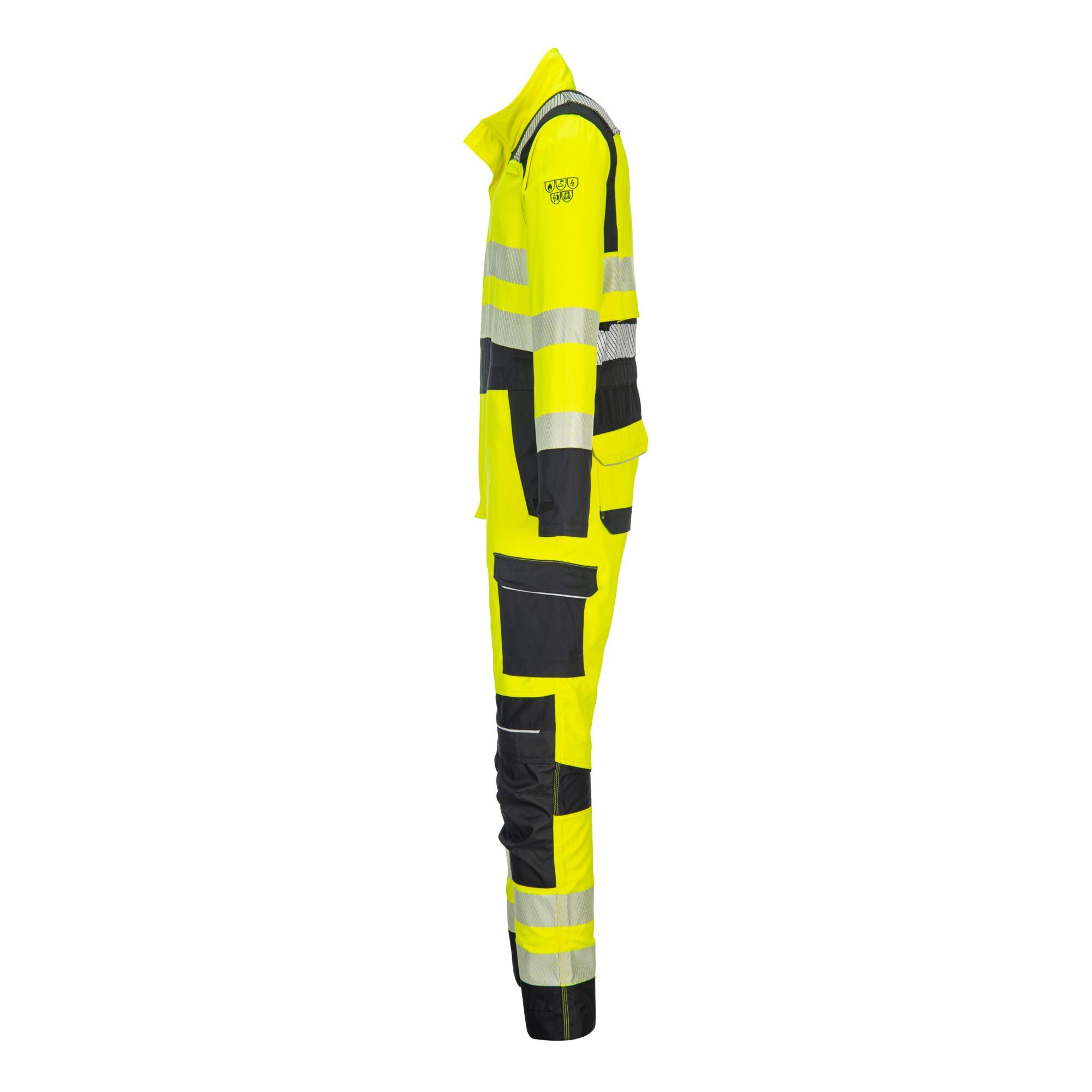 PW3 Vlamvertragende Modaflame Hi-Vis Overall FR507 - Geel/Zwart - opname 4