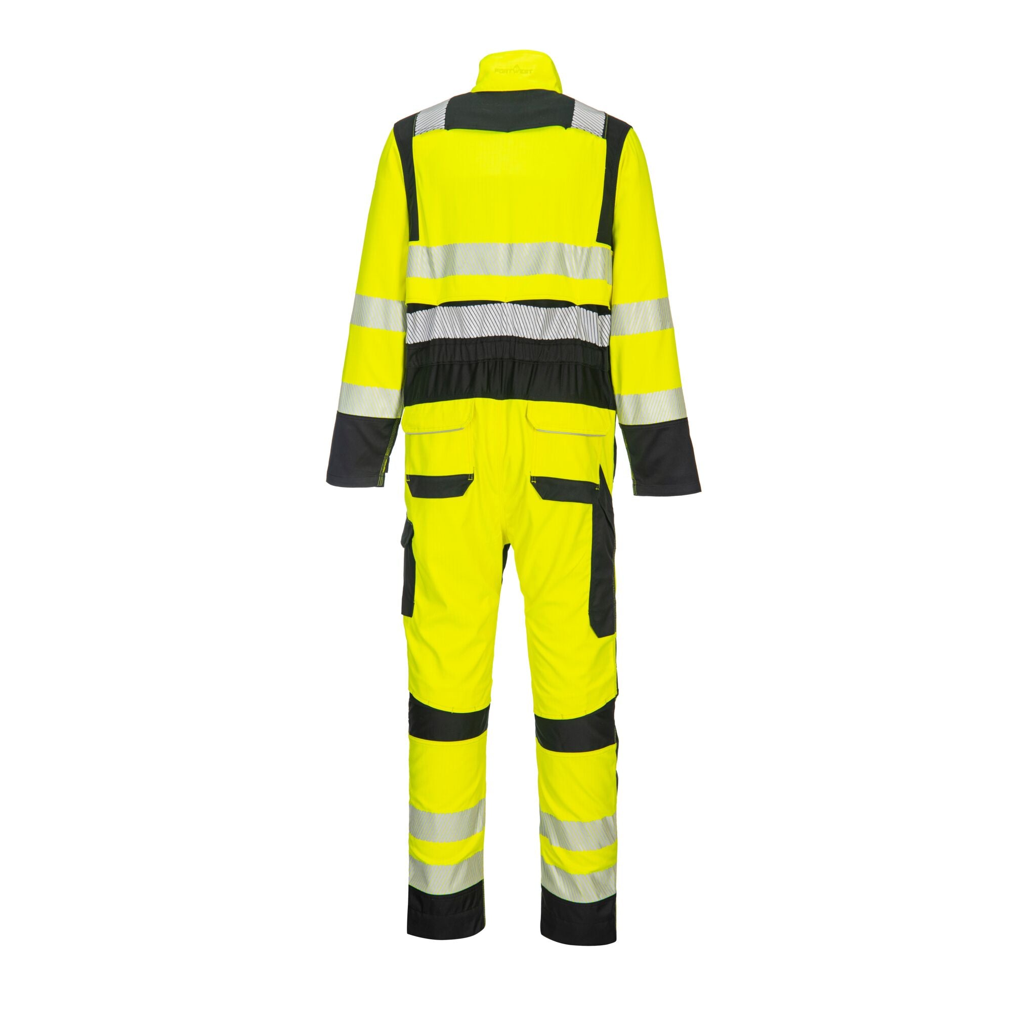 PW3 Vlamvertragende Modaflame Hi-Vis Overall FR507 - Geel/Zwart - achterkant