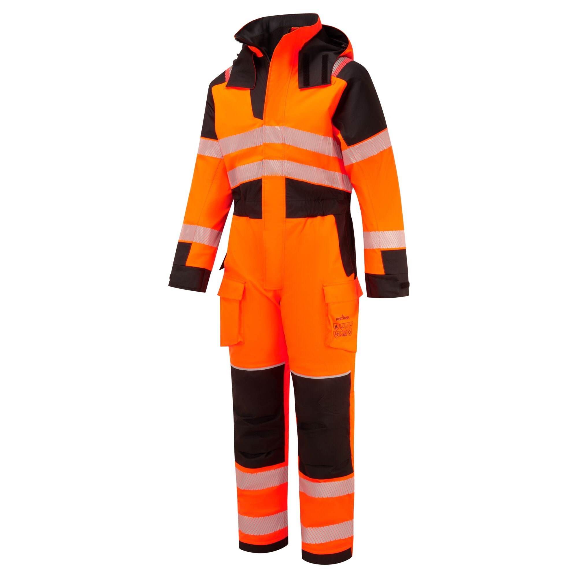 PW3 Modaflame Regen + Hi-Vis Multi-Norm Vlamvertragende Winteroverall - Oranje/Zwart - opname 2