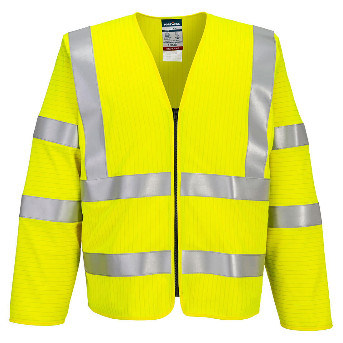 Bizflame Hi-Vis FR Long Sleeve Zip Vest - Yellow