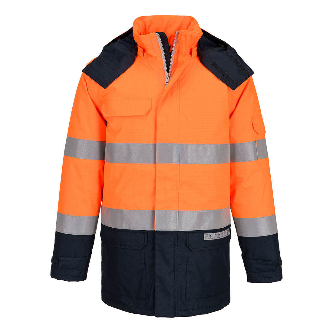Bizflame Rain+ Hi-Vis Multi-Norm Contrast FR Winter Jacket - Orange/Navy