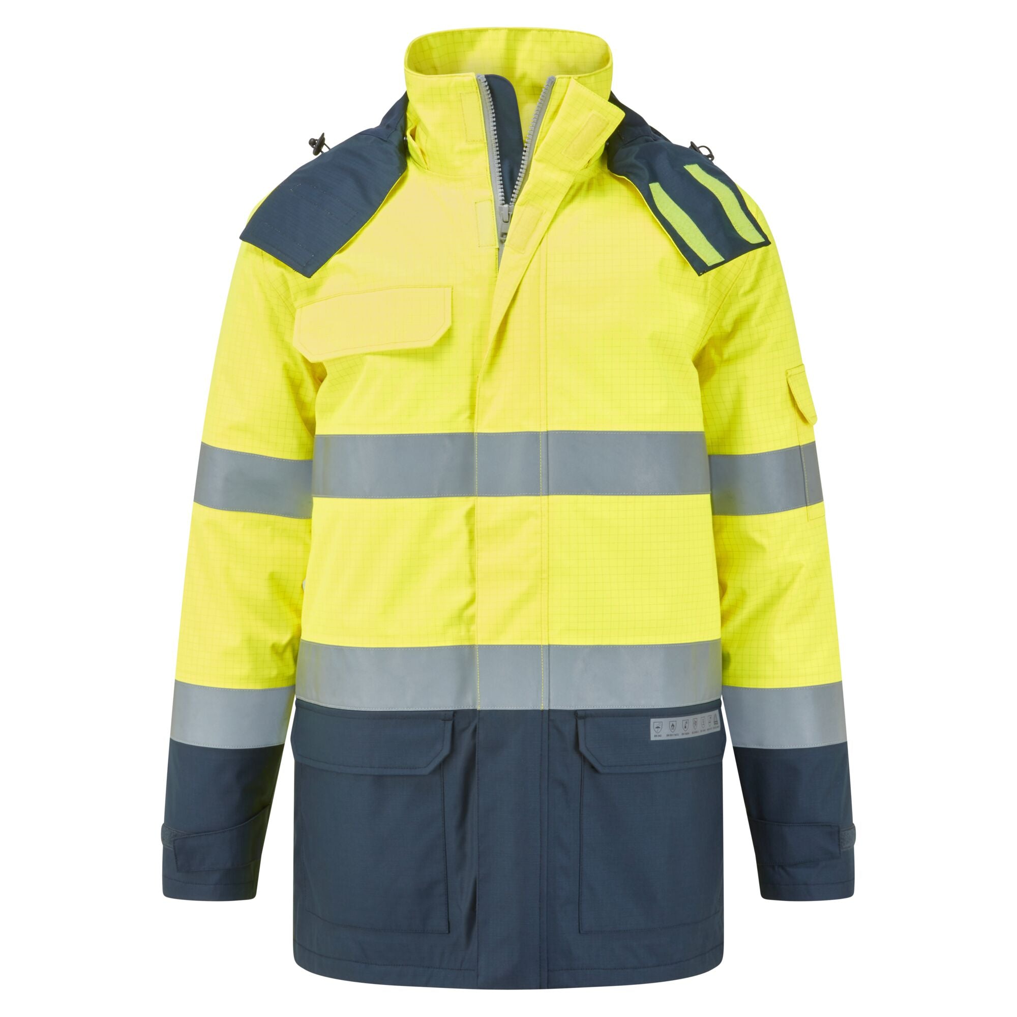Bizflame Rain+ Hi-Vis Multi-Norm Contrast FR Winterjack - Geel/Marine