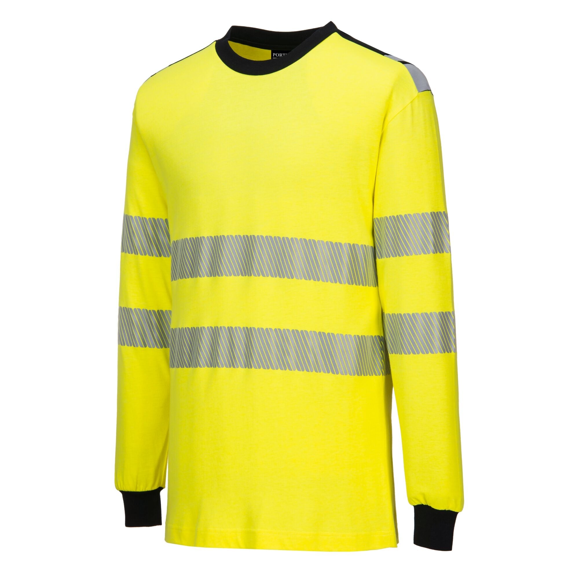 PW3 Modaflame gebreid Hi-Vis FR T-shirt met lange mouwen FR701 - Geel/Zwart - opname 2