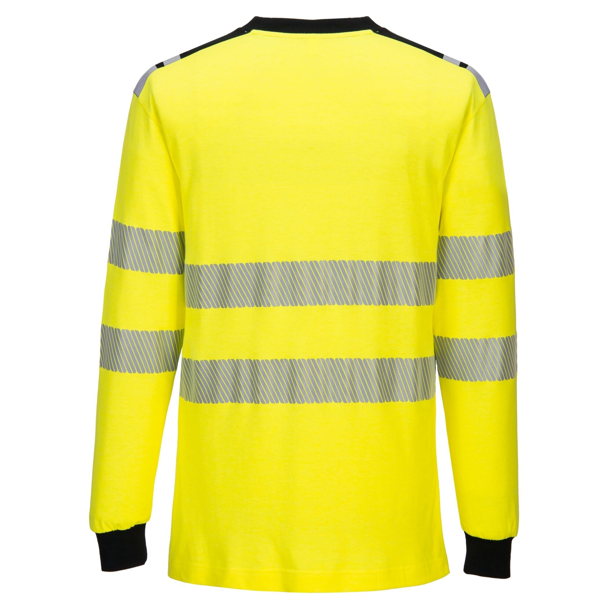 PW3 Modaflame gebreid Hi-Vis FR T-shirt met lange mouwen FR701 - Geel/Zwart - achterkant