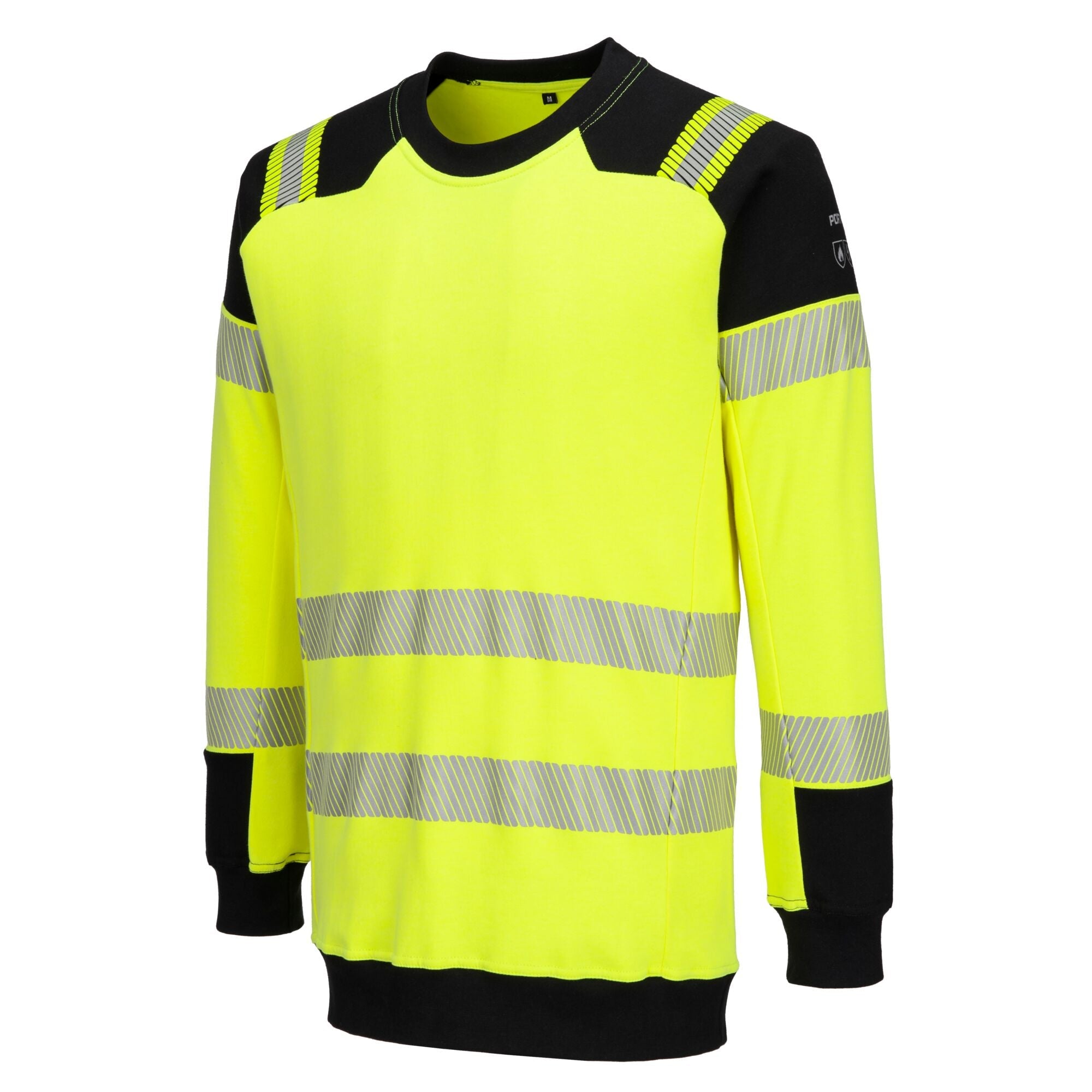 PW3 Modaflame gebreid Hi-Vis FR sweatshirt FR707 - Geel/Zwart - opname 2