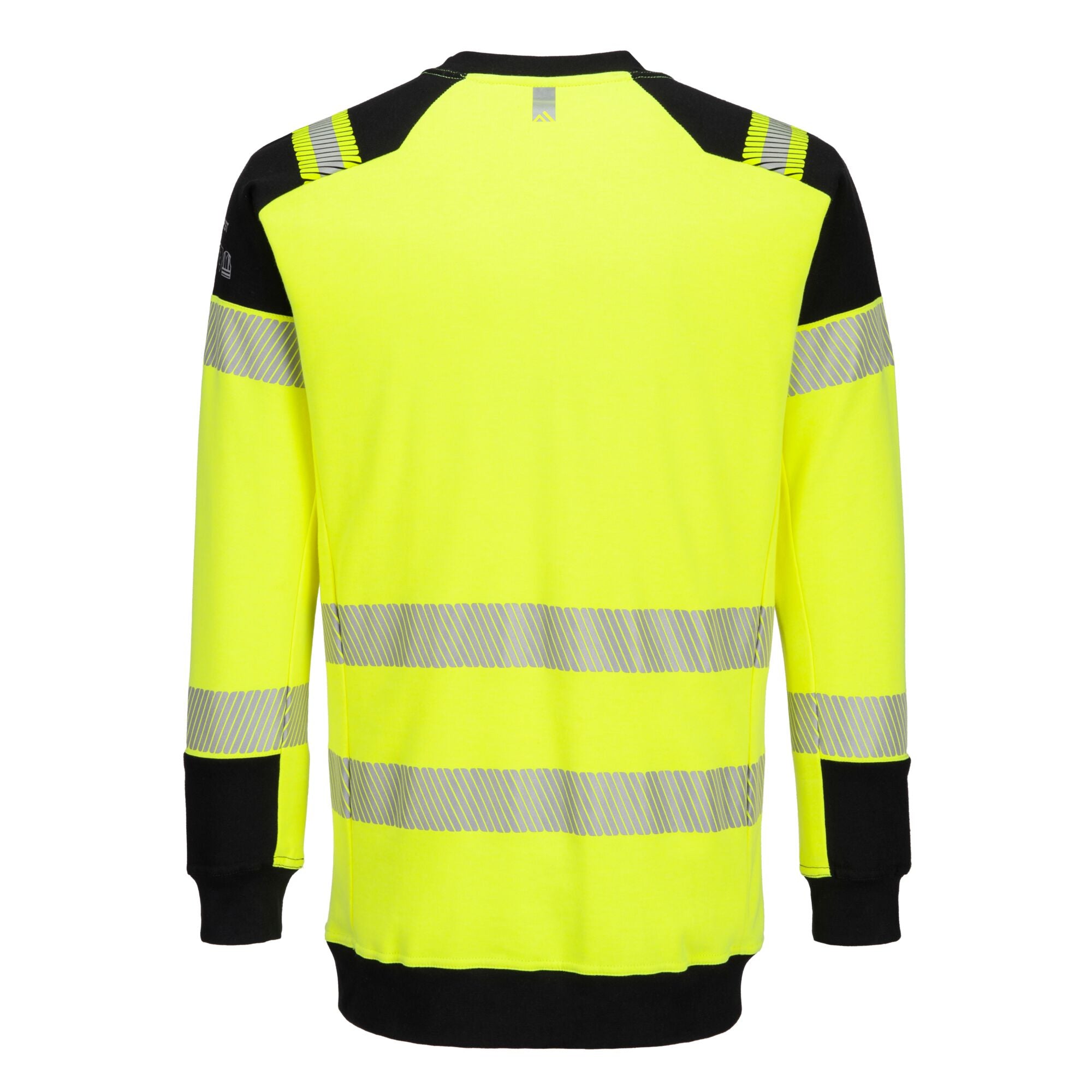 PW3 Modaflame gebreid Hi-Vis FR sweatshirt FR707 - Geel/Zwart - achterkant