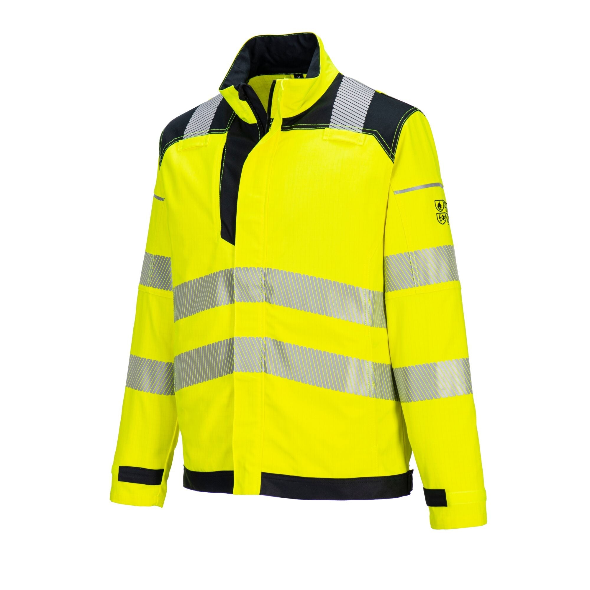 PW3 Vlamvertragende Modaflame Hi-Vis werkjack FR714 - Geel/Zwart - opname 2
