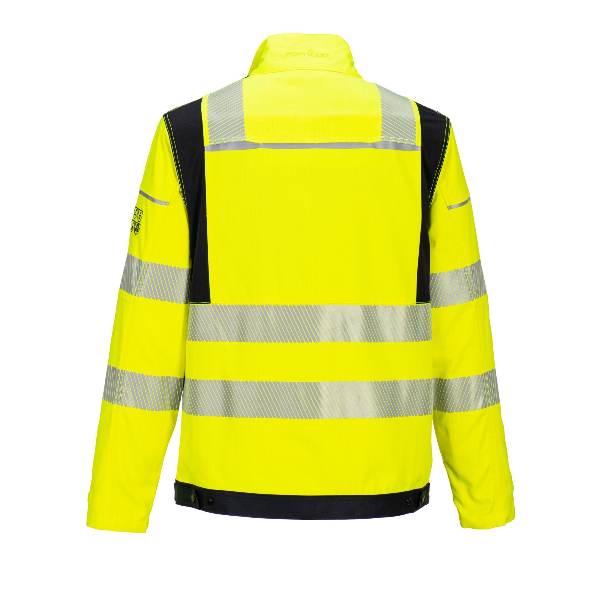 PW3 Vlamvertragende Modaflame Hi-Vis werkjack FR714 - Geel/Zwart - achterkant