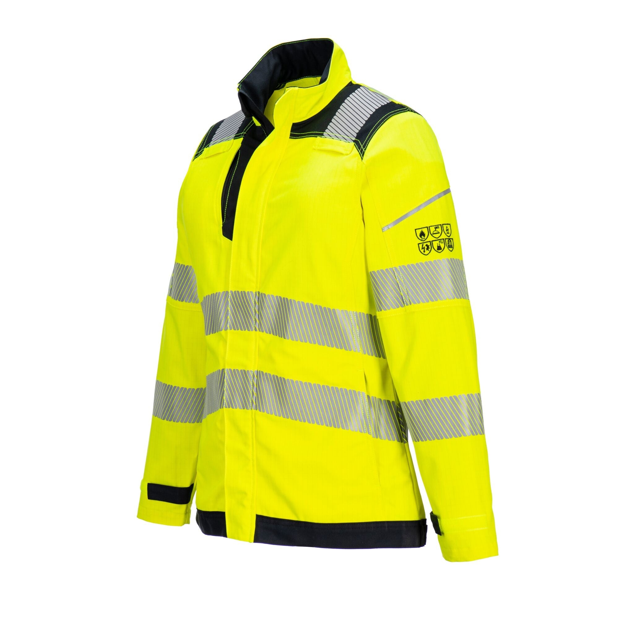 PW3 Vlamvertragende Modaflame Hi-Vis dames jack - Geel/Zwart - opname 2