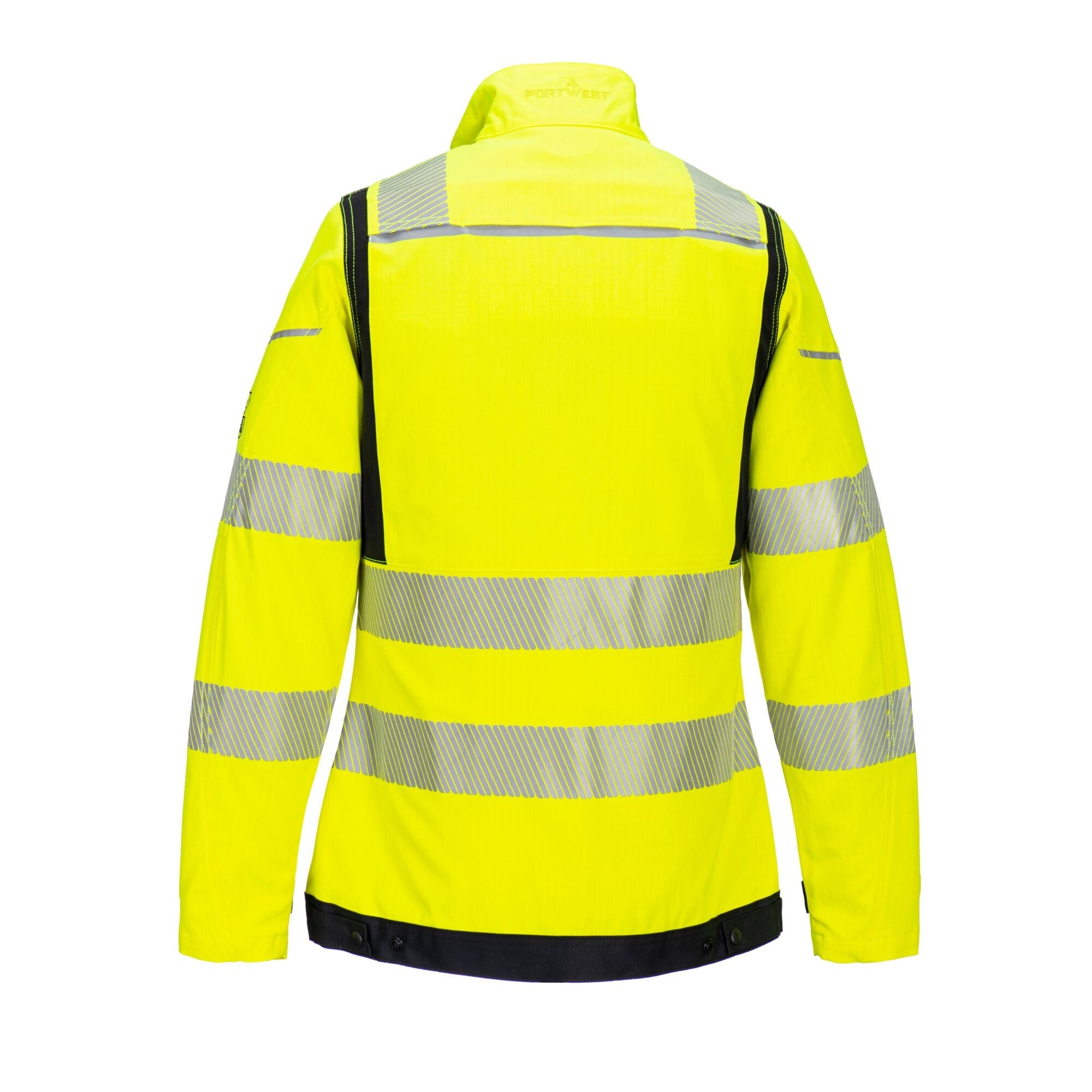 PW3 Vlamvertragende Modaflame Hi-Vis dames jack - Geel/Zwart - achterkant