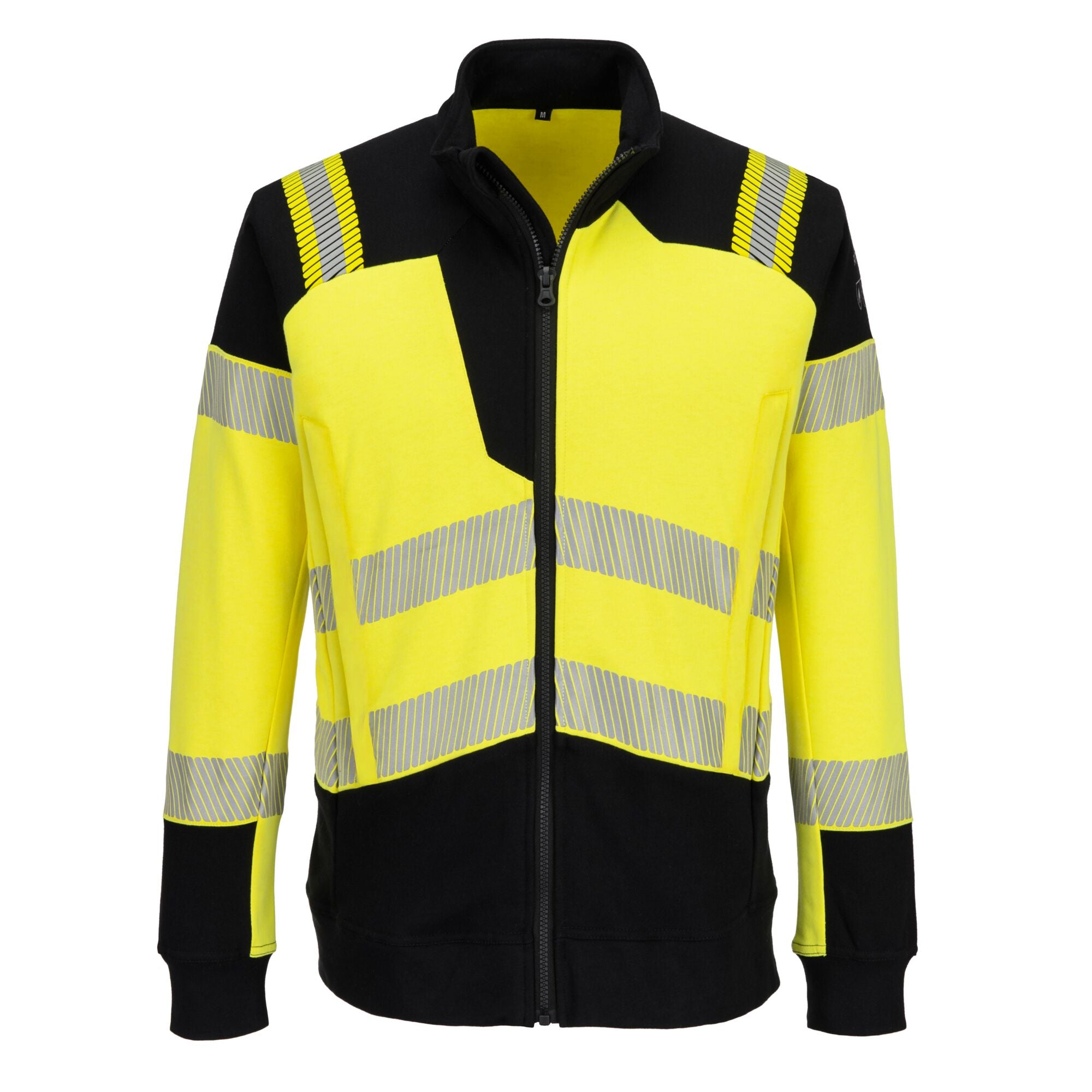 PW3 Modaflame gebreid Hi-Vis FR sweatshirt met rits FR717 - Geel/Zwart