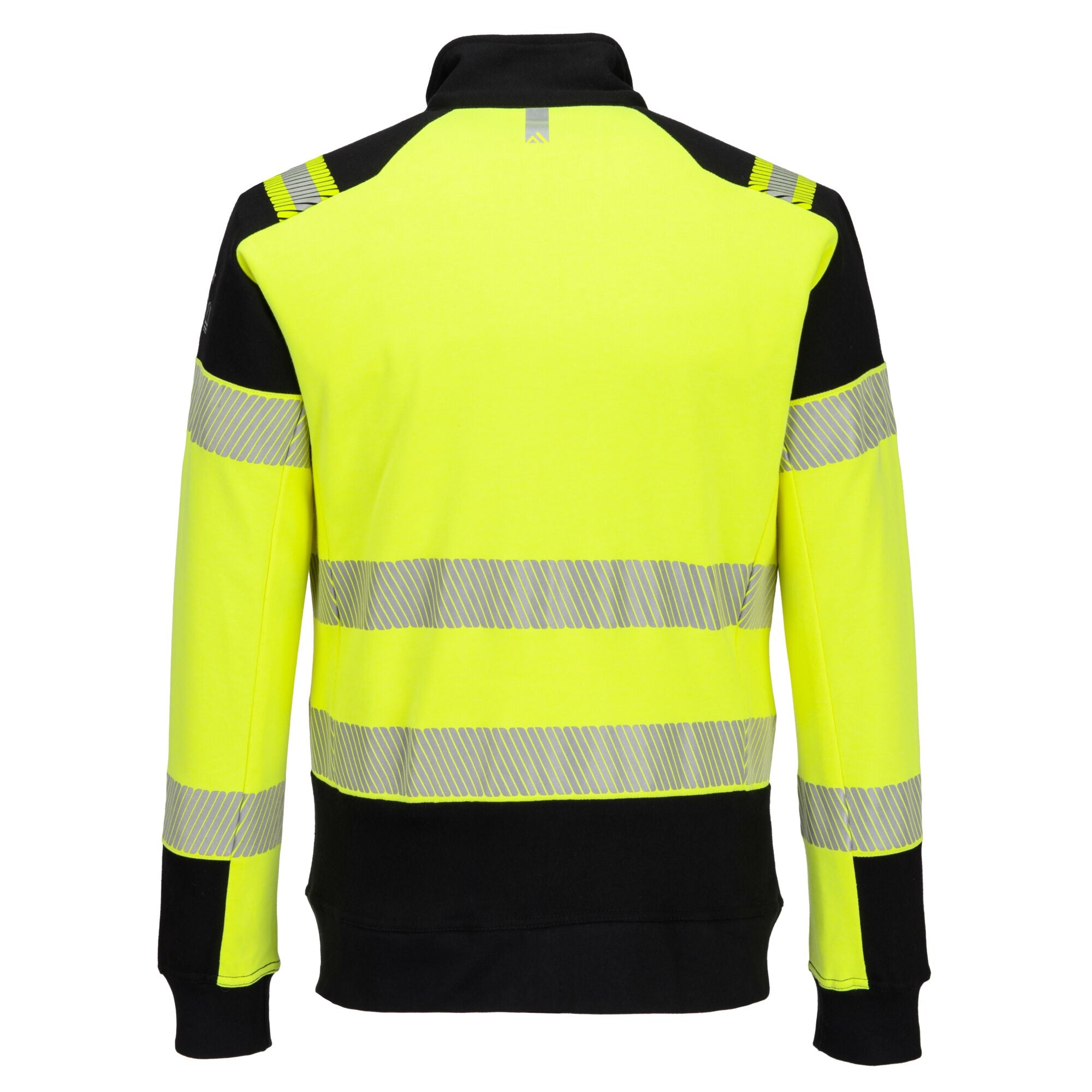 PW3 Modaflame gebreid Hi-Vis FR sweatshirt met rits FR717 - Geel/Zwart - achterkant