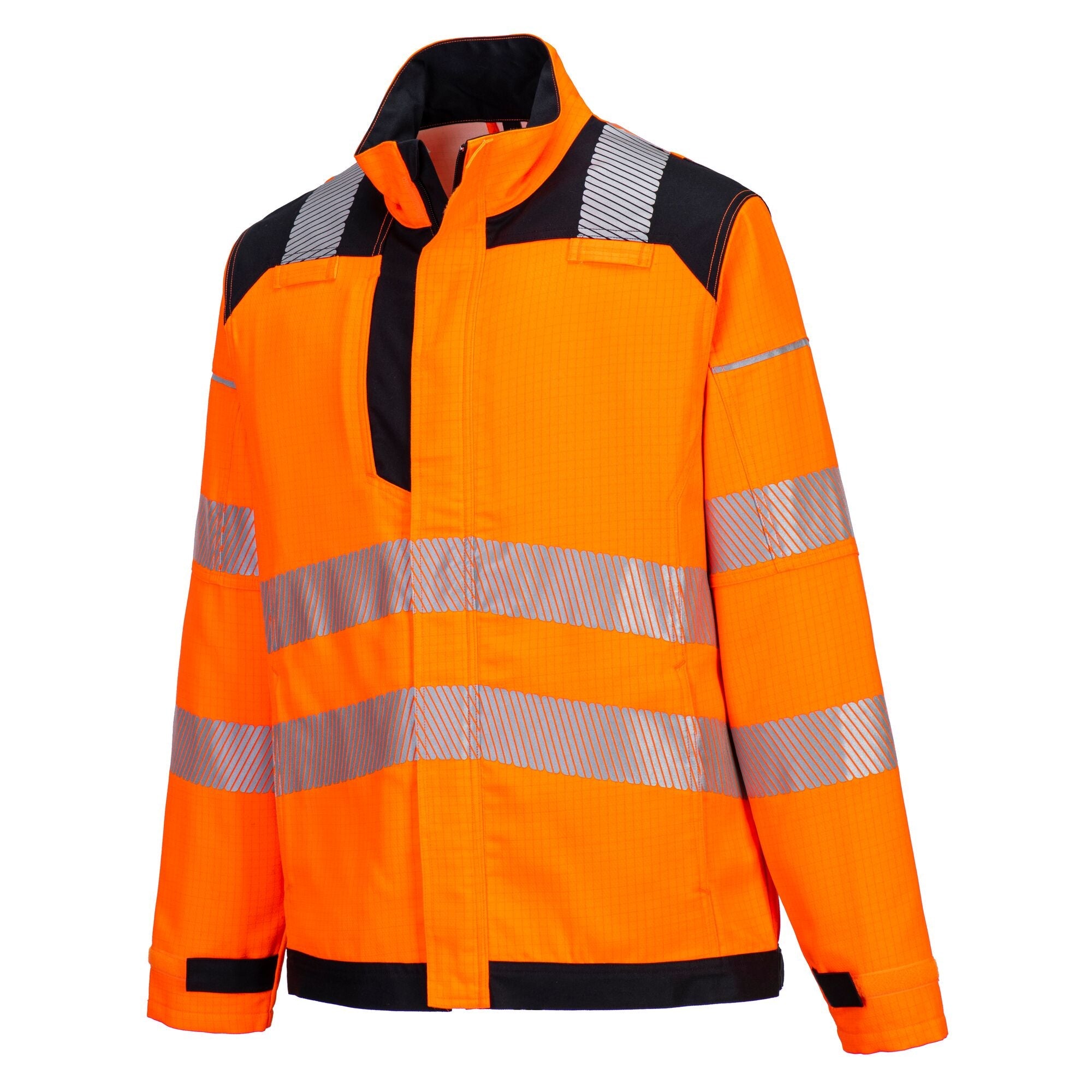 PW3 Vlamvertragende Modaflame Hi-Vis werkjack FR722 - Oranje/Zwart - opname 2