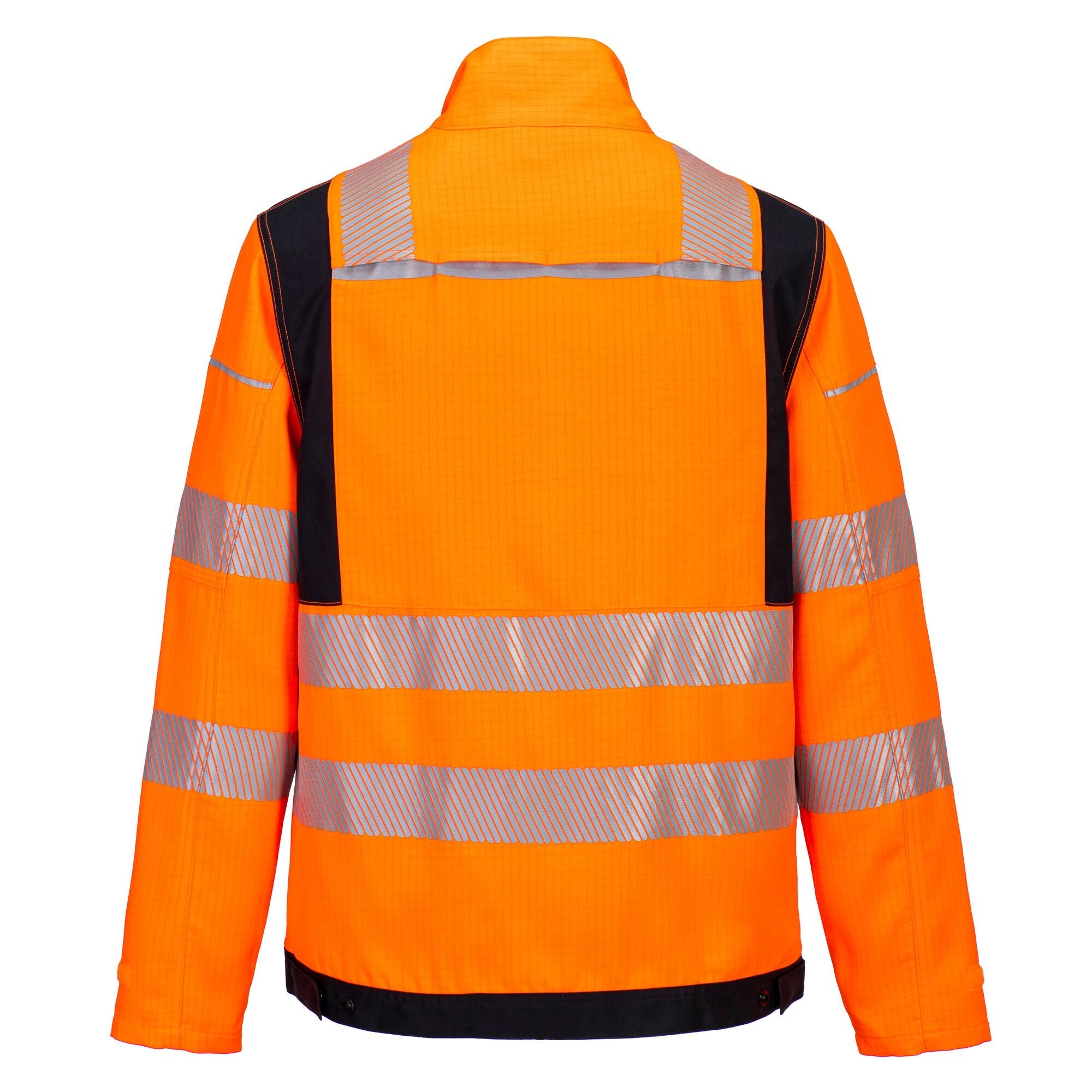 PW3 Vlamvertragende Modaflame Hi-Vis werkjack FR722 - Oranje/Zwart - achterkant