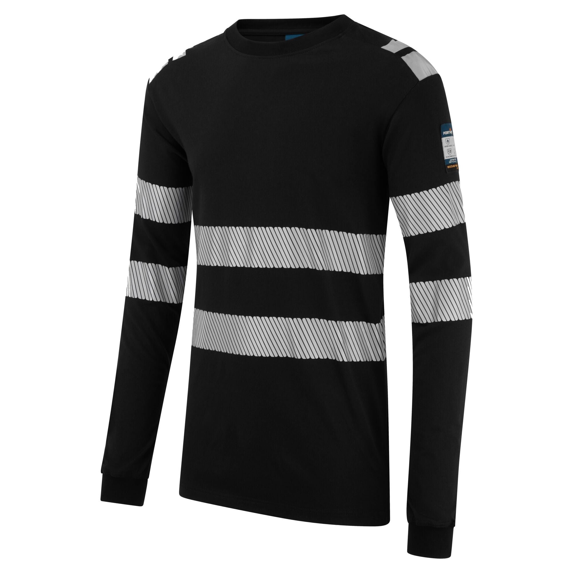 PW3 Modaflame gebreid FR T-shirt met lange mouwen FR732 - Zwart - opname 2