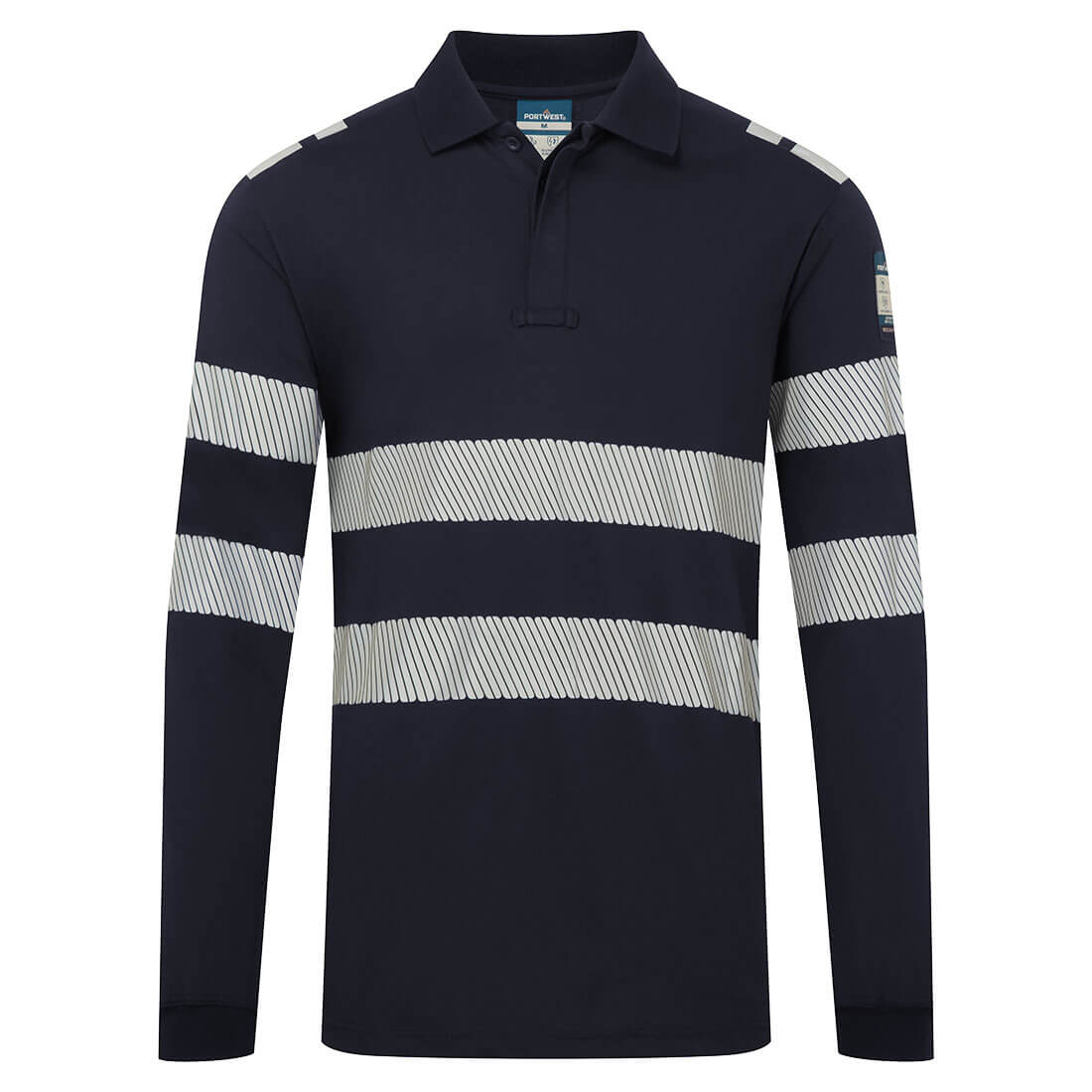PW3 Modaflame Knit FR Long Sleeve Polo Shirt - Navy