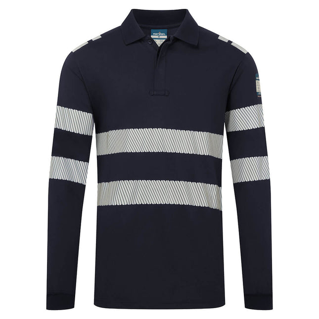 PW3 Modaflame Knit FR Long Sleeve Polo Shirt - Navy