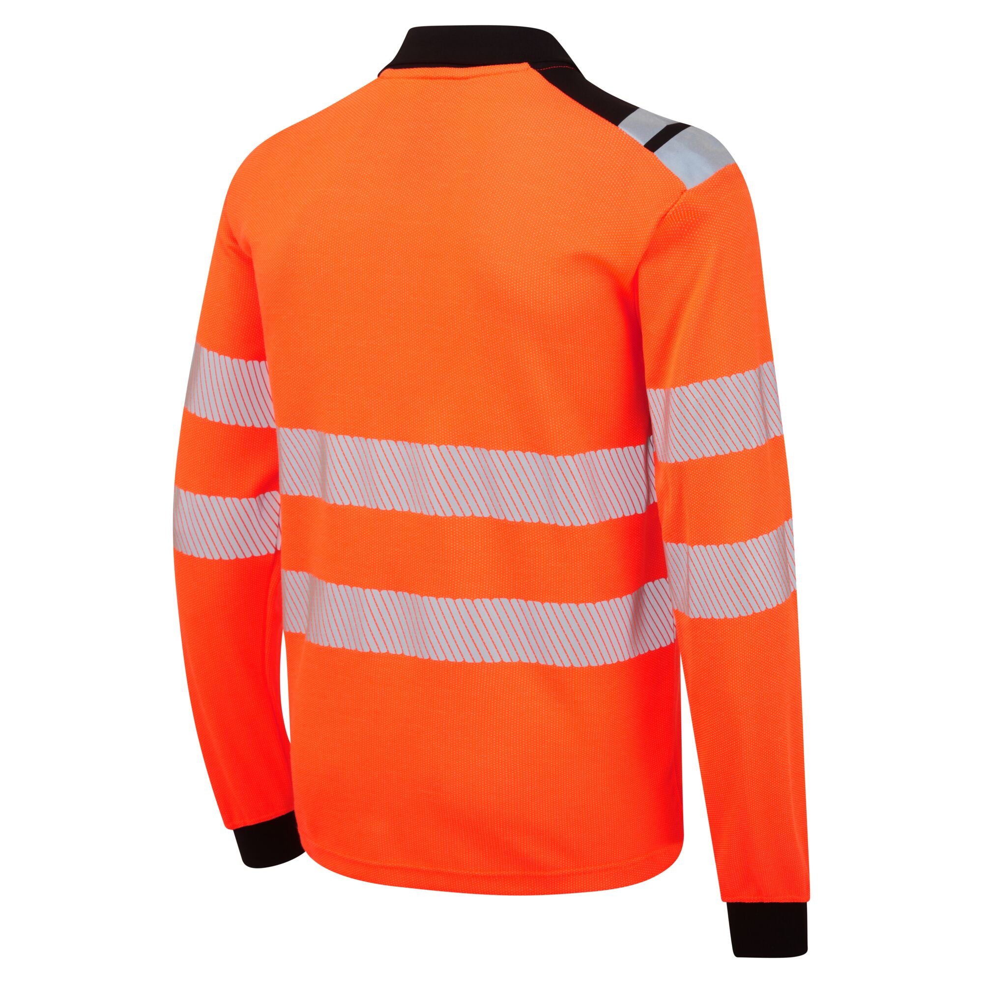 PW3 Modaflame Knit HVO Vlamvertragend Poloshirt met lange mouw - Oranje/Zwart - opname 3