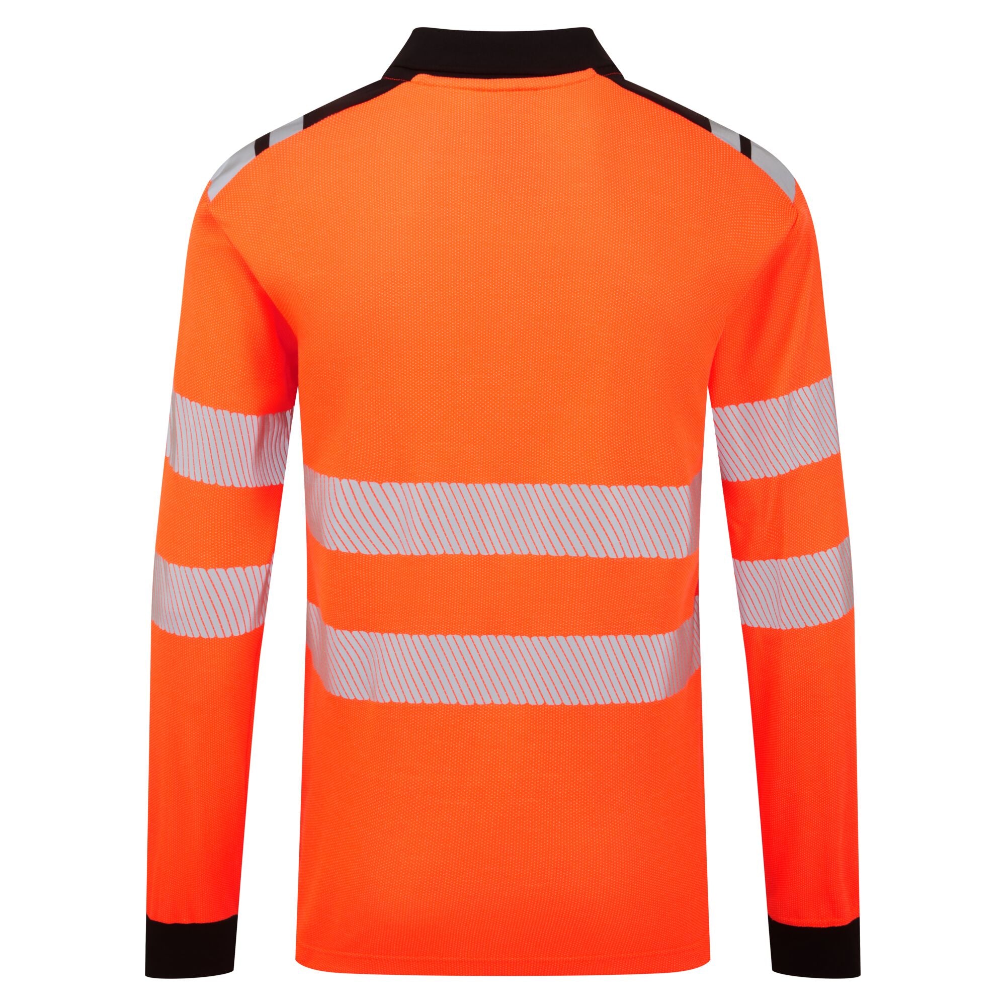 PW3 Modaflame Knit HVO Vlamvertragend Poloshirt met lange mouw - Oranje/Zwart - achterkant