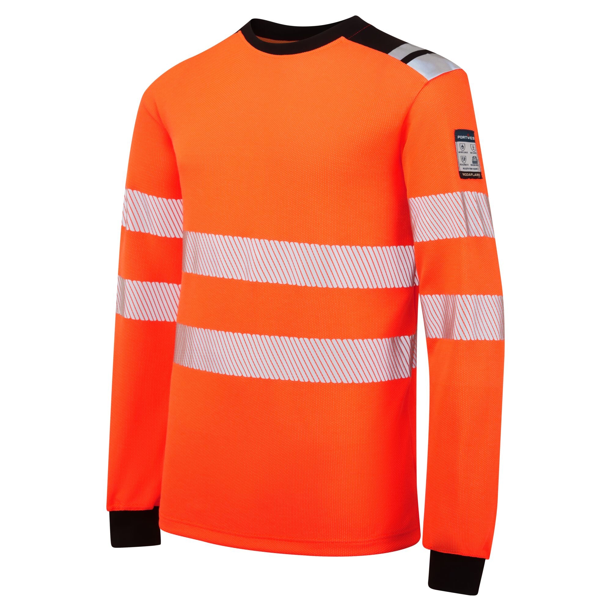 PW3 Modaflame gebreid FR T-shirt met lange mouwen - Oranje/Zwart - opname 2