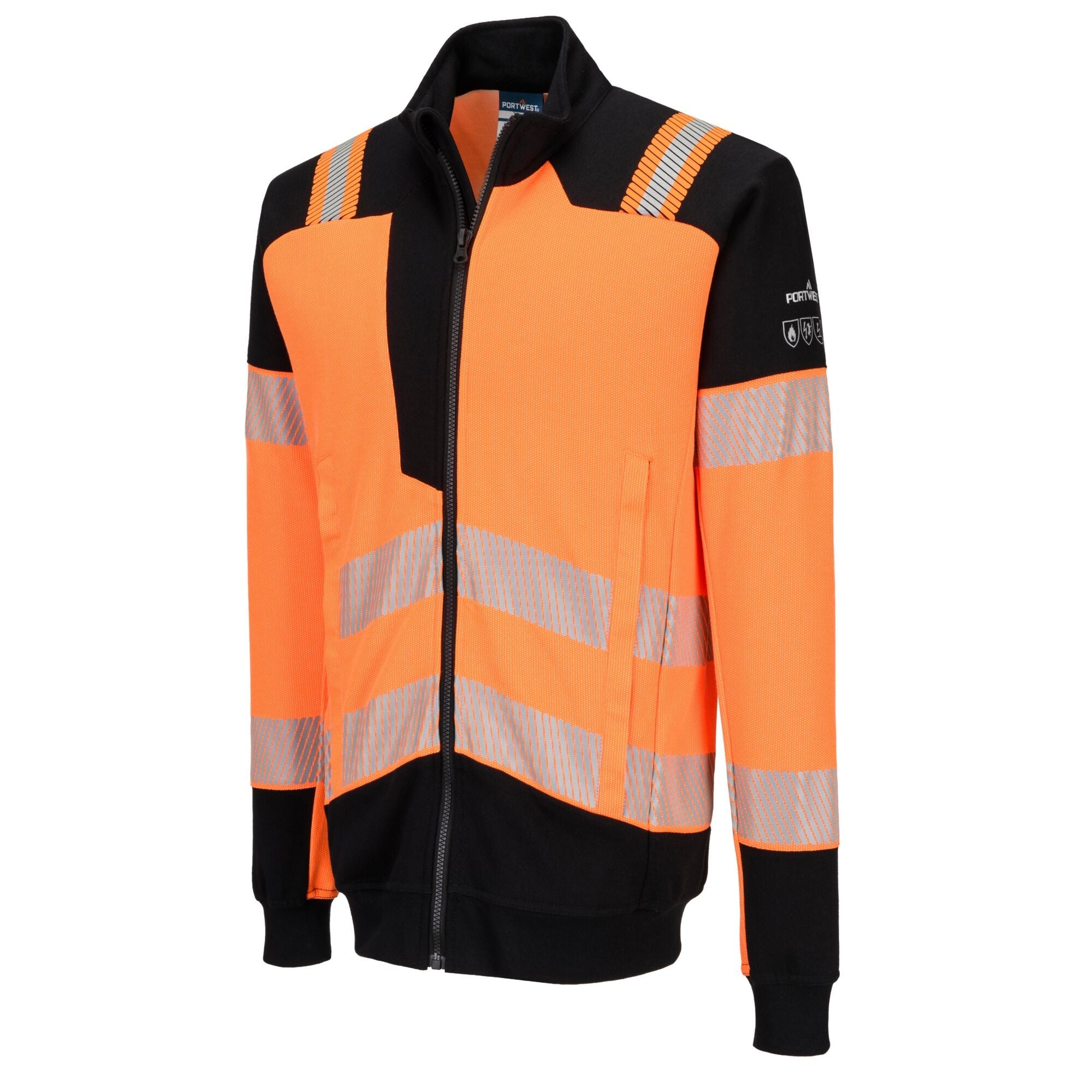 PW3 Modaflame gebreid Hi-Vis FR sweatshirt met rits FR756 - Oranje/Zwart - opname 2