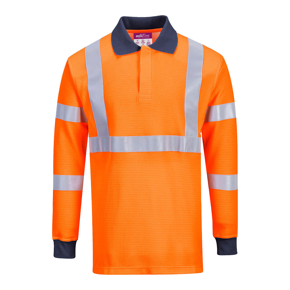 Modaflame Knit HVO FR Long Sleeve Polo Shirt - Orange