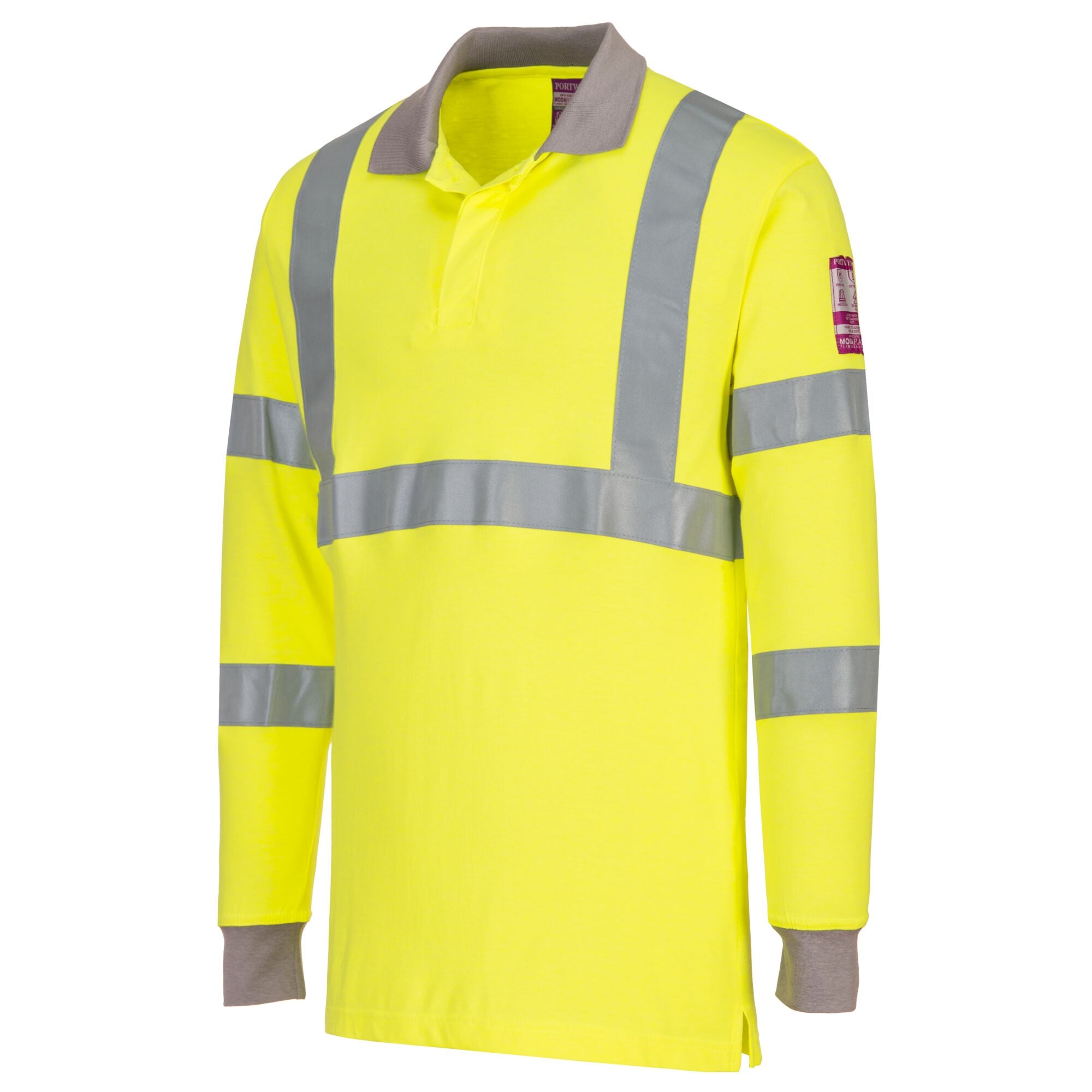 Vlamvertragende Modaflame Antistatische lange mouw Poloshirt FR77 - Geel - opname 2