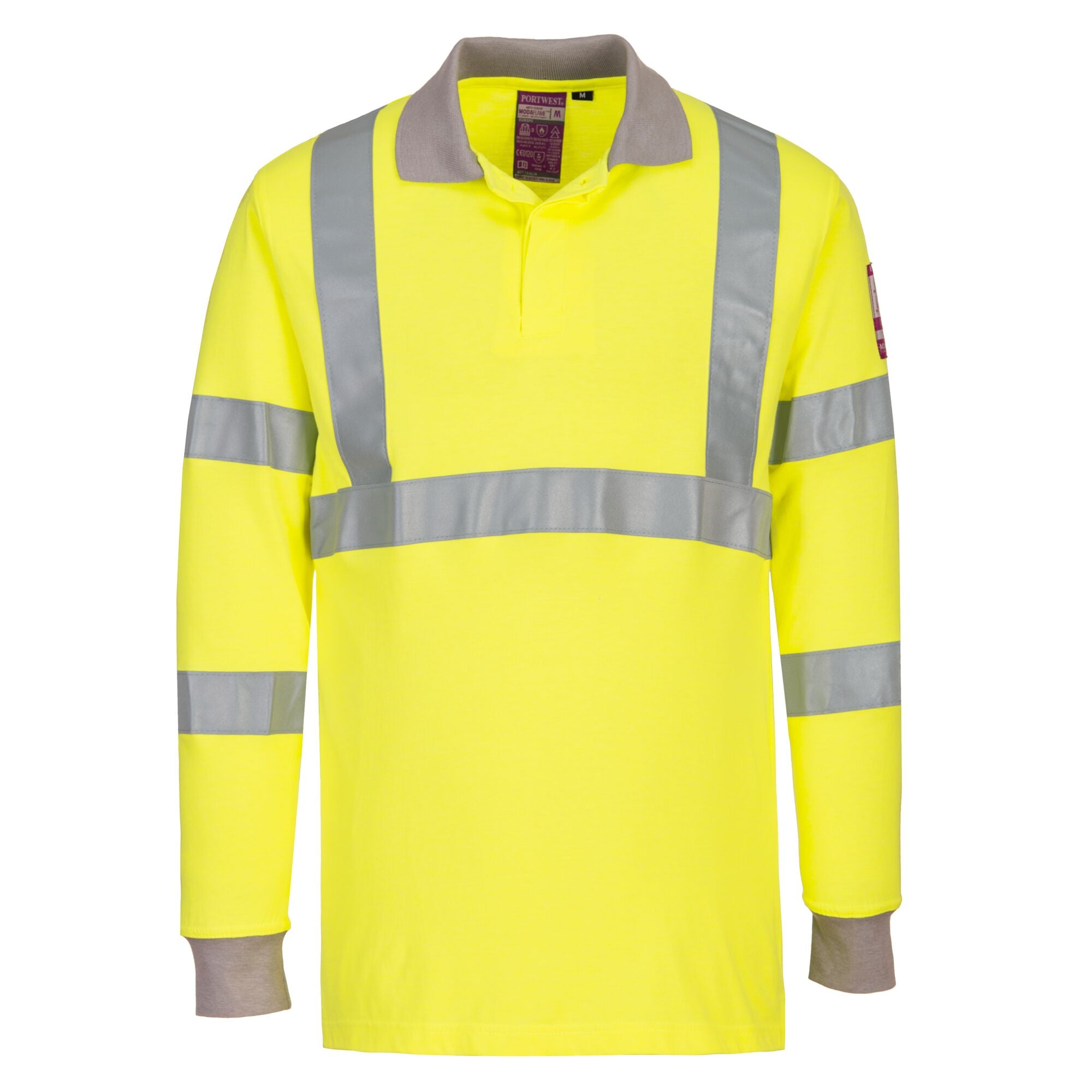 Vlamvertragende Modaflame Antistatische lange mouw Poloshirt FR77 - Geel