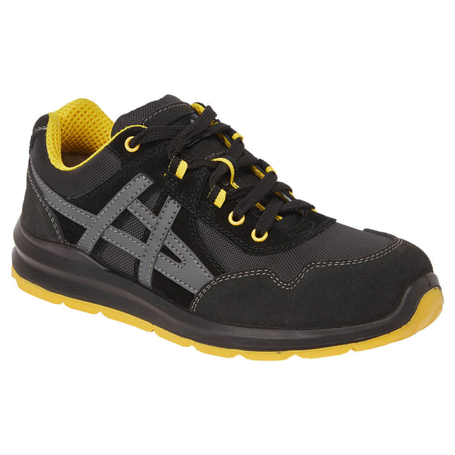 Steel Leather and Textile Trainer S1 FO SR - Black