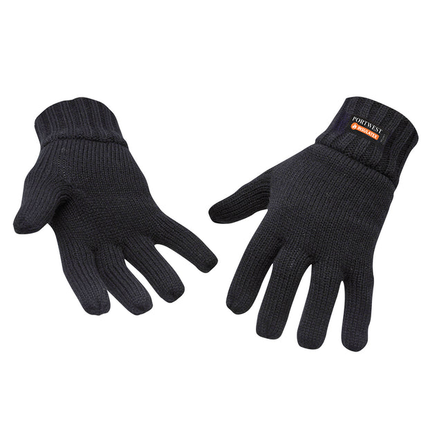 Gevoerde Gebreide Handschoen - Black