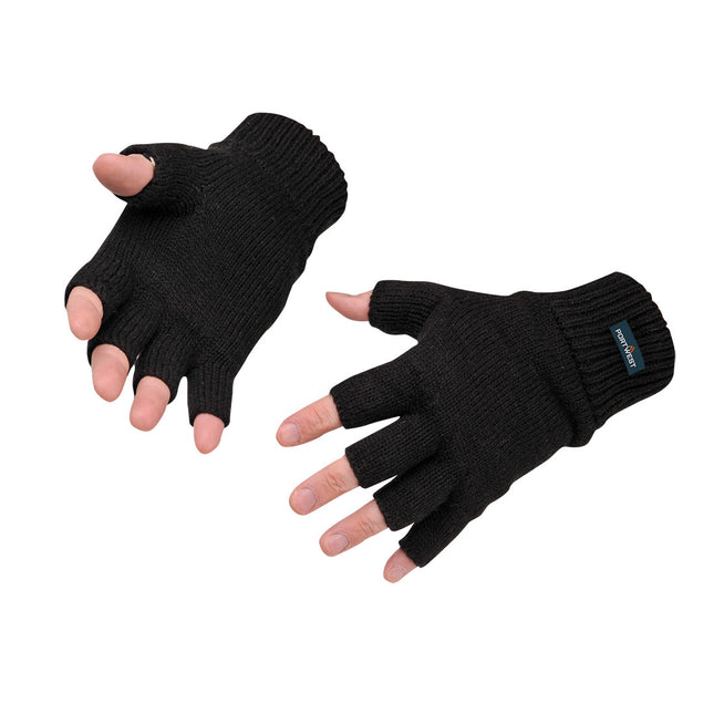 Vingerloze Gebreide Insulatex Handschoen - Black
