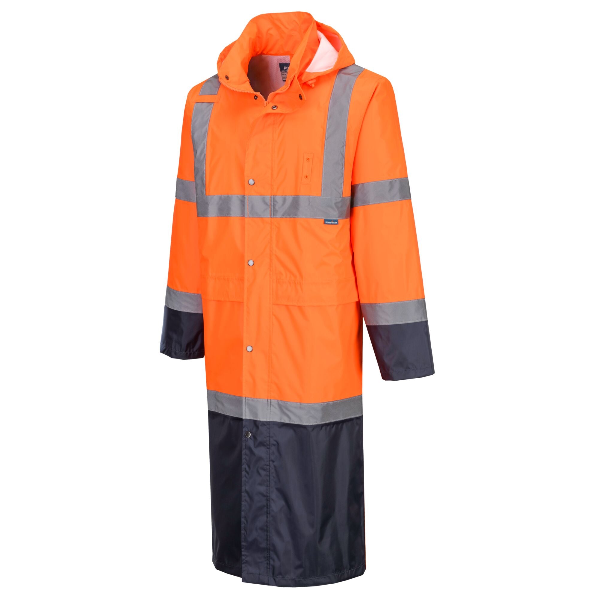 Hi-Vis Contrast Regenjas 122cm - Oranje/Marine - opname 2