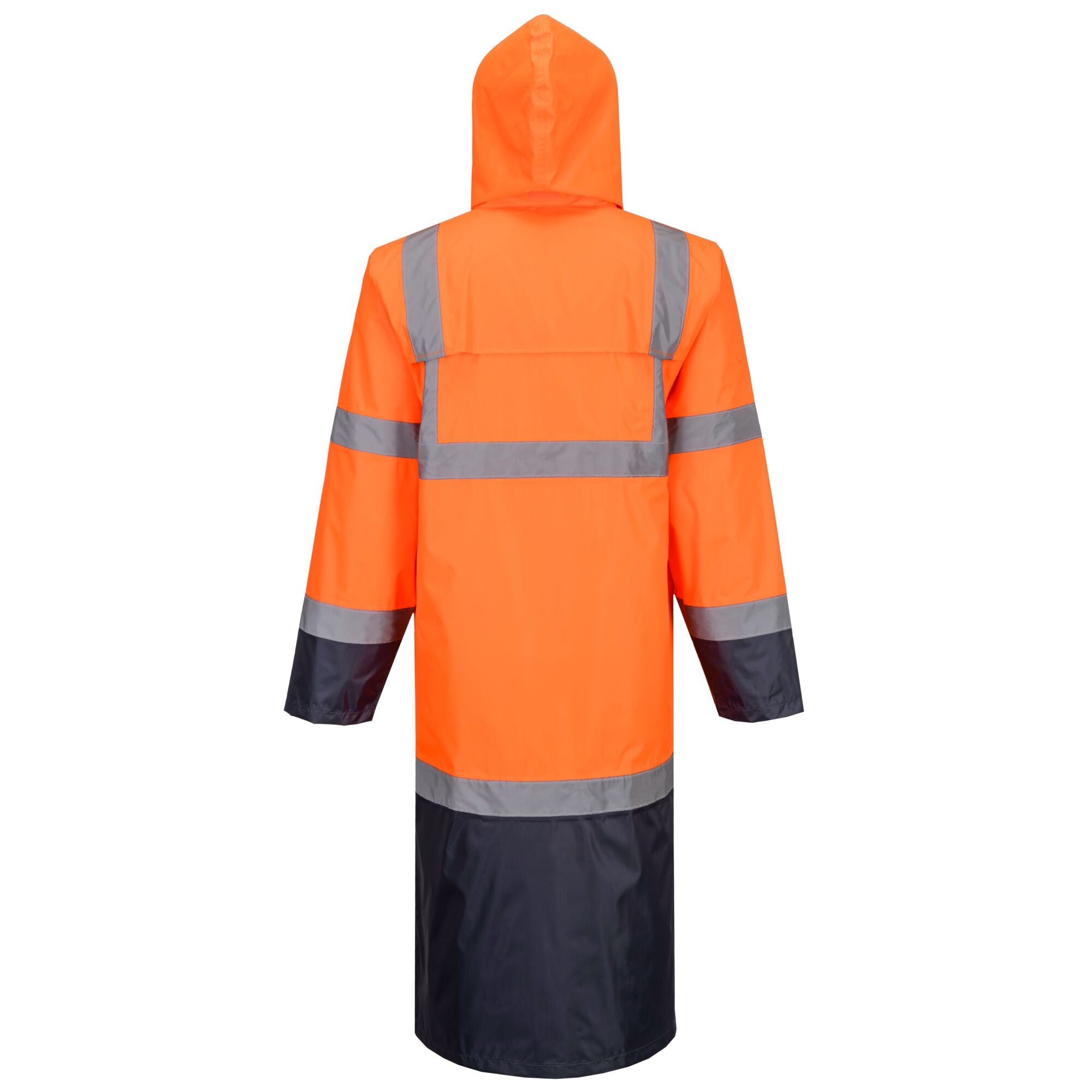 Hi-Vis Contrast Regenjas 122cm - Oranje/Marine - achterkant