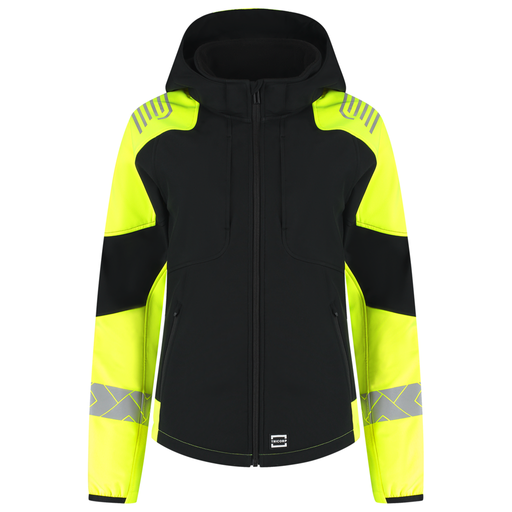 Softshell Capuchon Reflective Redefined Dames - Black Fluor Yellow 2
