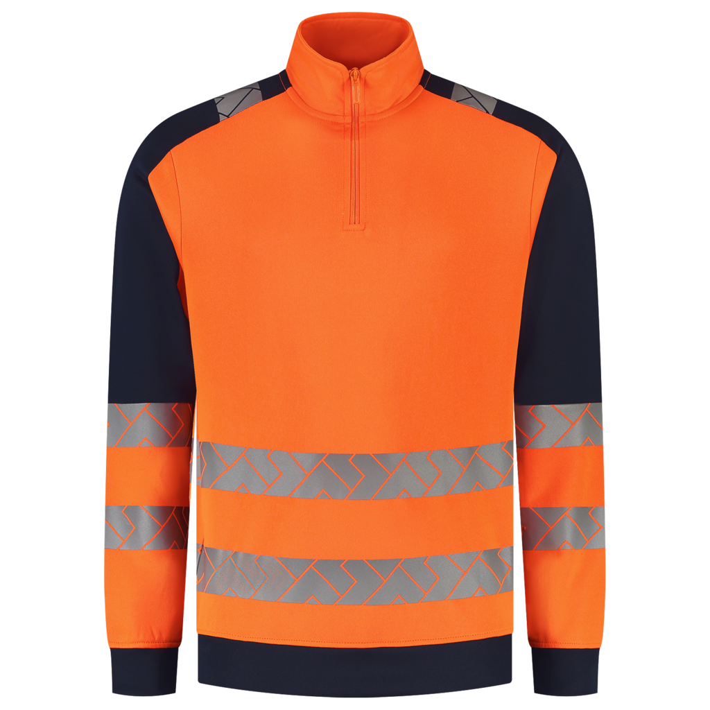 Zip Sweater High Vis Redefined Industrieel Wasbaar - FluororangeInk 2