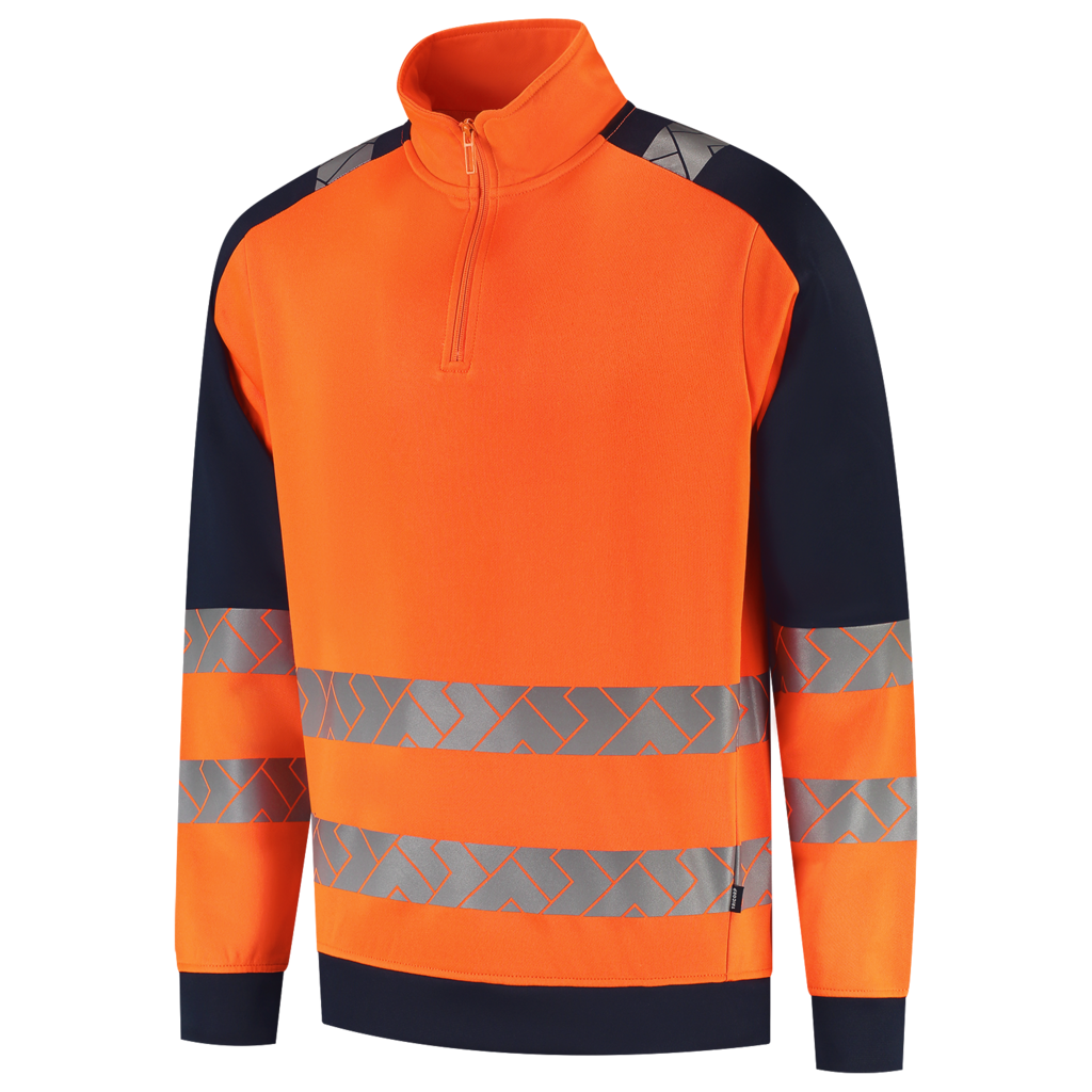 Zip Sweater High Vis Redefined Industrieel Wasbaar - FluororangeInk 1