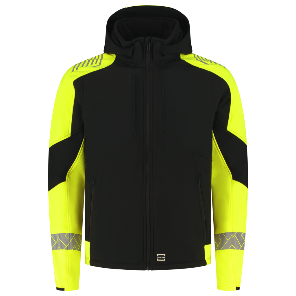 Softshell Capuchon Reflective Redefined - Black Fluor Yellow 2
