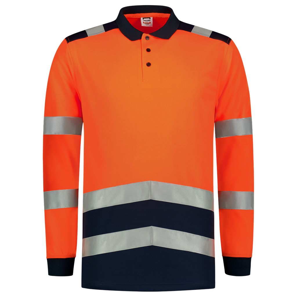 Poloshirt High Vis Bicolor Lange Mouw - Fluor Orange Ink 2