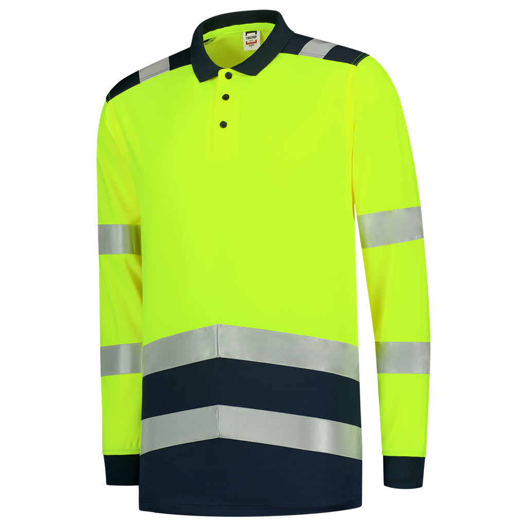 Poloshirt High Vis Bicolor Lange Mouw - Fluor Yellow Ink
