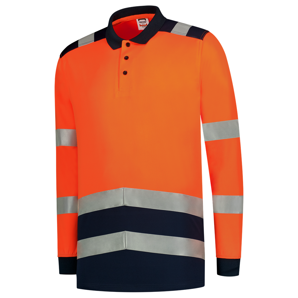 Poloshirt High Vis Bicolor Lange Mouw - Fluor Orange Ink