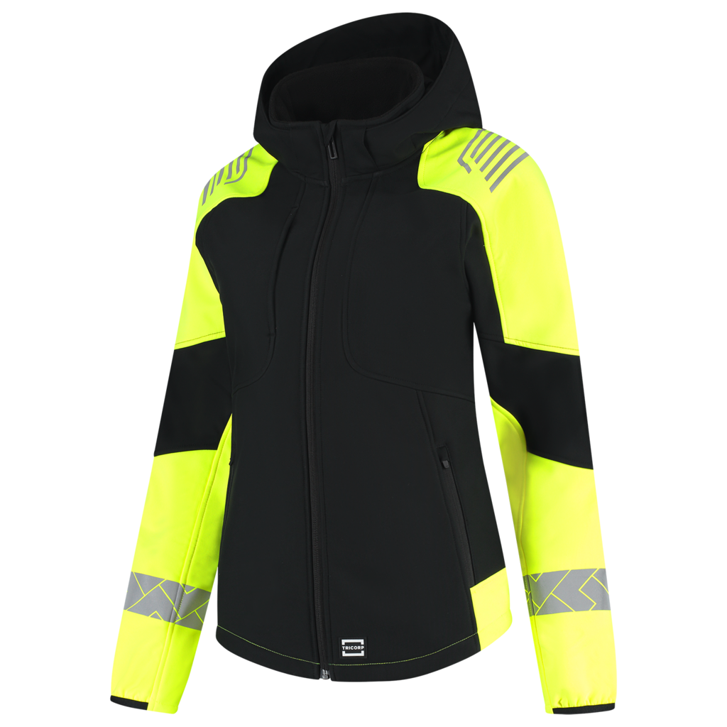 Softshell Capuchon Reflective Redefined Dames - Black Fluor Yellow 1