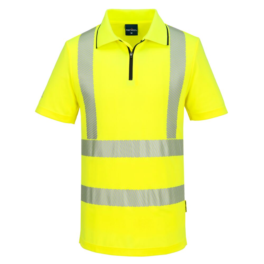 KX3 Sport Hi-Vis Zip Polo Shirt S/S - Yellow