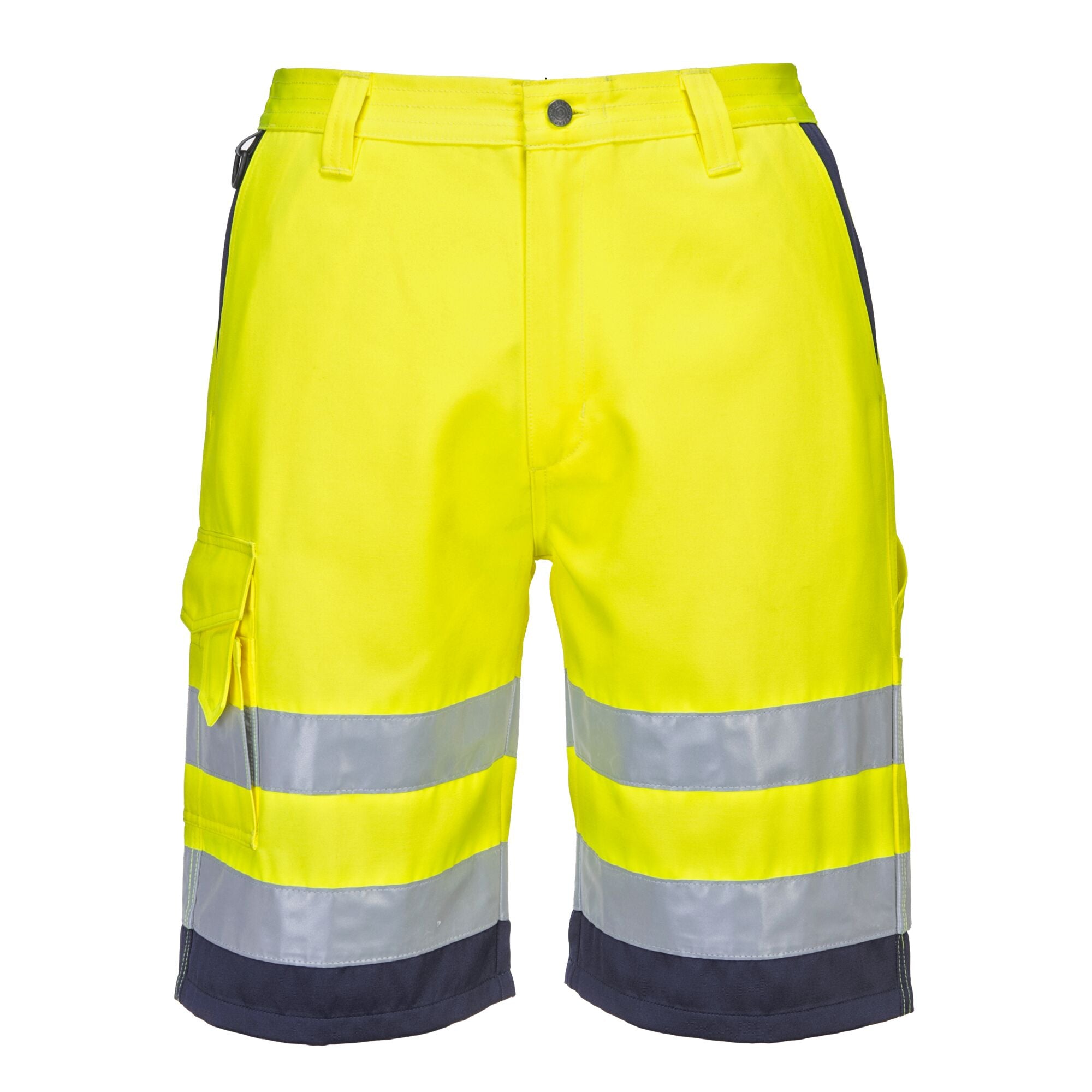 Hi-Vis lichtgewicht polykatoen korte broek - Geel/Marine