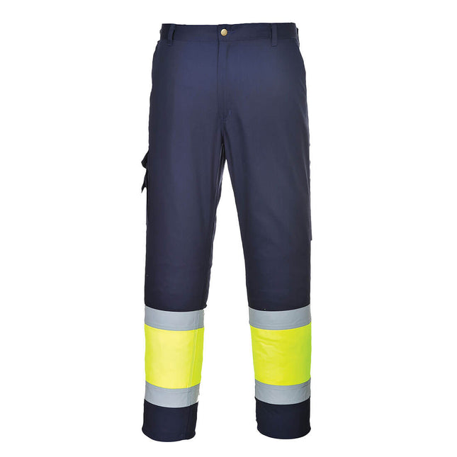 Hi-Vis Lightweight Contrast Class 1 Service Trousers - Yellow/Navy