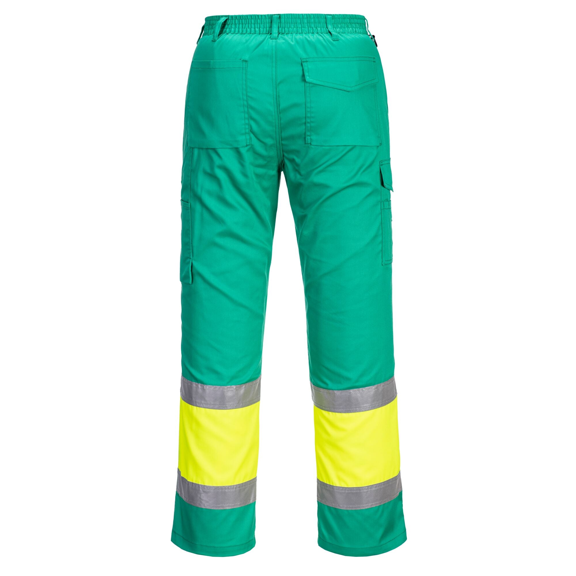 Hi-Vis lichtgewicht Tweekleuren Combat Broek - Geel/Petrol - achterkant