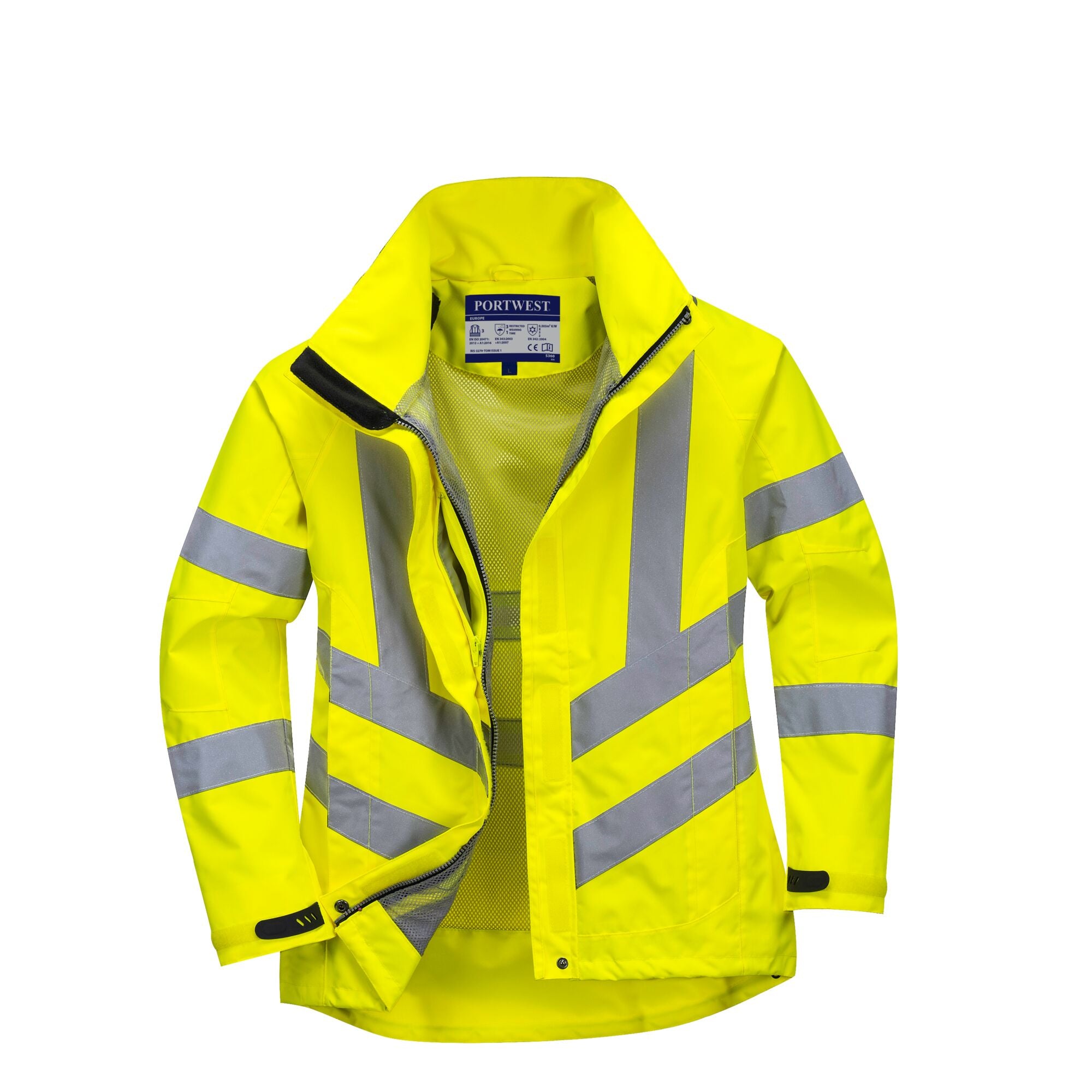 Dames Hi-Vis ademend Jack - Geel - opname 2